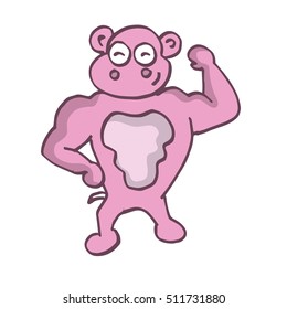 Strong pig funny cartoon vector