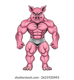 strong pig mascot vector illustration design