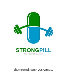 Strong pill logo vector design. Suitable for pill or barbell symbol, health and fitness