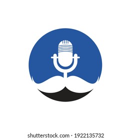 Strong podcast vector logo design template. Gentleman podcast logo design template. Mustache podcast icon.