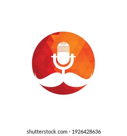 Strong podcast vector logo design template. Gentleman podcast logo design template. Mustache podcast icon.
