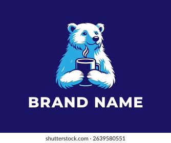 Strong Polar Bear Logo with Hot Beverage Mug for Brand Identity