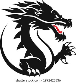 Strong, Power, Aggressive Asian Dragon Logo Design