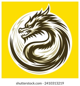 Strong And Powerful Dragon Vector Logo Symbol