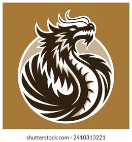 Strong And Powerful Dragon Vector Logo Symbol