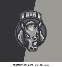Strong and powerful logo depicting an angry Rhinos in e sports logo style