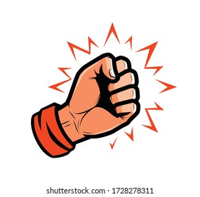 Strong punch. Fist, fight, power vector illustration