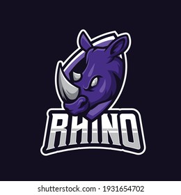 Strong Purple Rhino Esport Logo Design