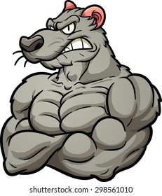 Strong rat mascot. Vector clip art illustration with simple gradients. All in a single layer.