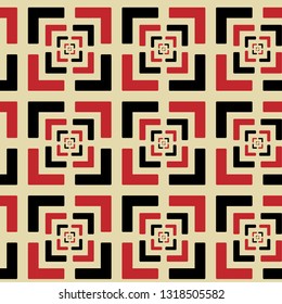 Strong red and black retro square target repeating pattern