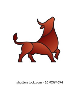 Strong red bull design template logo vector
