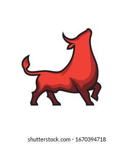 Strong red bull design template logo vector