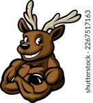 Strong reindeer cartoon mascot character