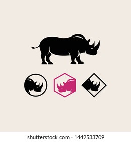 STRONG RHINO, cute icons logotype