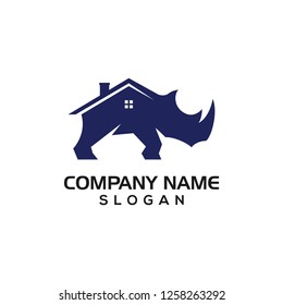 Strong Rhino and Roof for Logo, Icon, Graphic Resource of Real Estate or Home.