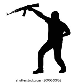 Strong Robber Assault Rifle Gun Silhouette Stock Vector (Royalty Free ...