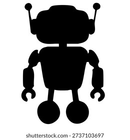 strong robot silhouette with round head and bulky mechanical arms and legs