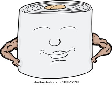 Strong roll of toilet paper with smiling face