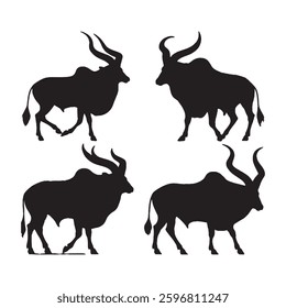 Strong and Rugged Ankole-Watusi Silhouette for Farm and Agricultural-Themed Artwork - Ankole Watusi Vector - Ankole Watusi Icon
