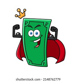 Strong Russian Ruble Bank Note Cartoon Character