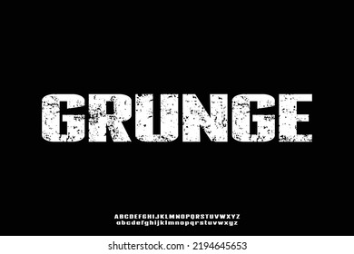Strong sans serif display font vector with grunge texture