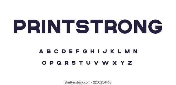 Strong sans serif uppercase font with bold letter type vector illustration