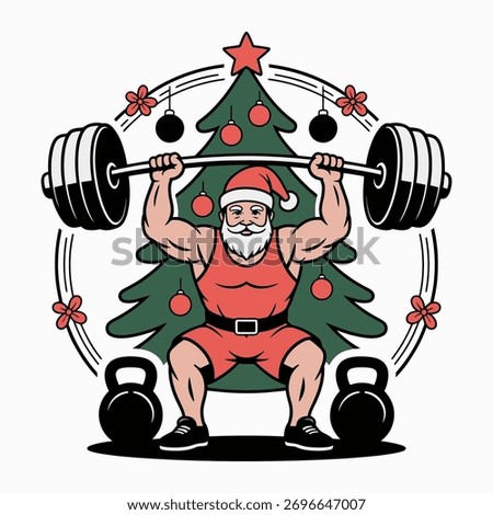Strong Santa Lifting Weights Christmas Gym