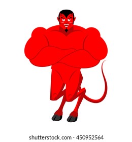 Strong Satan. Red Devil powerful. Demon athlete. Lucifer, Prince of Darkness, and underworld. Religious and mythological character, supreme spirit of evil. Diablo Lord of Hell
