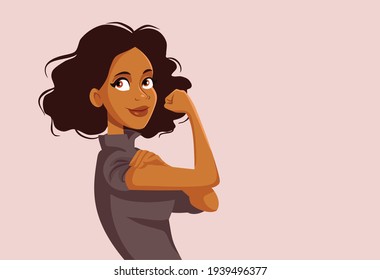 Strong Self-Confident African Woman Vector Illustration. Activist fighting for equal rights and fair treatment in society 
