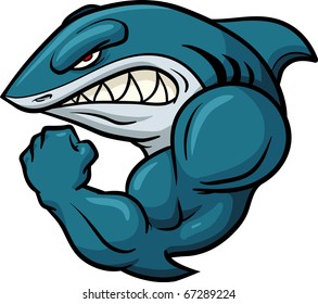 Strong shark sports mascot. Vector illustration with no gradients. All elements in a single layer.