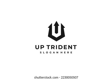 Starker und scharfer Trident mit Up Arrow für modernes Marketing-Logo-Design 