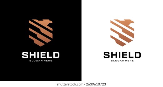 Strong shield logo design. Simple protect secure logo vector illustration.
