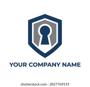 Strong shield logo with a keyhole design, perfect for security companies, cybersecurity, insurance, and protection services.