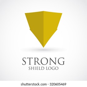 Strong shield protection abstract vector and logo design or template business security icon of company identity symbol concept