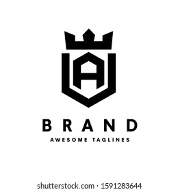 strong and simple initial letter a with king crown design vector illustration
