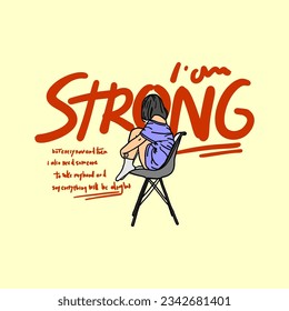 i am strong slogan illustration simple vintage vector