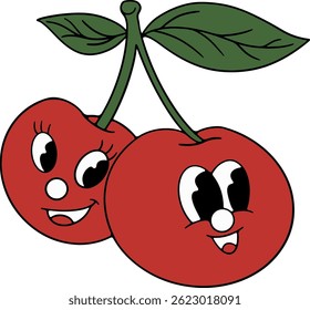 Strong and smiling a cherry fruit cartoon illustration	