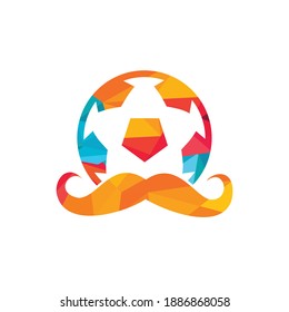Strong soccer vector logo design. Moustache and soccer ball vector icon design.	