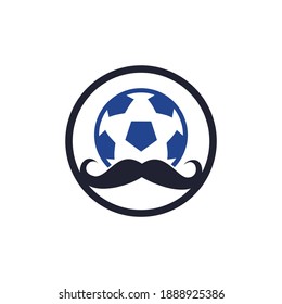 Fuerte diseño del logo del vector del fútbol. Diseño de íconos vectores de Mustache y de baloncesto de fútbol.	