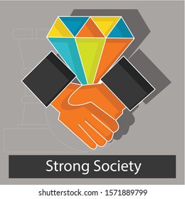 Strong society concept. Creative idea design. Flat vector illustration for template, brochure, web page or presentation.