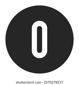 Strong Solid Black Number Zero in Clean White Circle Background