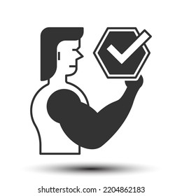 Strong solid icon, healthy and healtcare concept 128x128 pixel perfect icon, on the white background for website UI media, mobile application, poster design