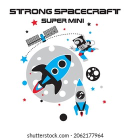 Strong Spacecraft Kids T-Shirt print, clothing, jeans, or other printing products Design Vector illustration By Design For You