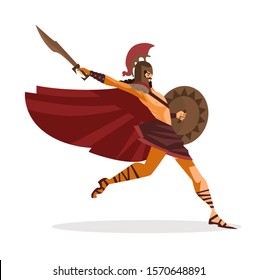 strong spartan warrior with shield and sword