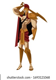 strong spartan warrior with sword