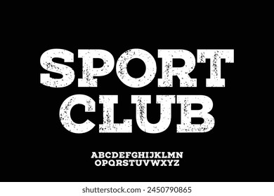 Strong sport club alphabet font vector with grunge texture