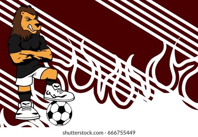 strong sporty lion soccer player cartoon background in vector format