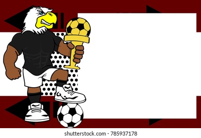 strong sporty rhino futbol soccer player cartoon picture frame background in vector format 