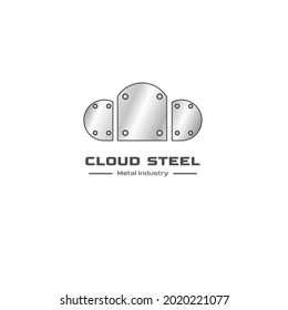 strong steel logo with cloud shape and steel pattern