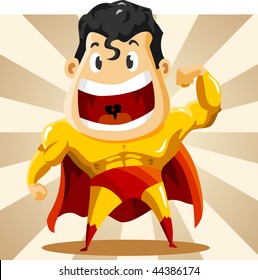 Strong Super Hero. Detailed vector Illustration.